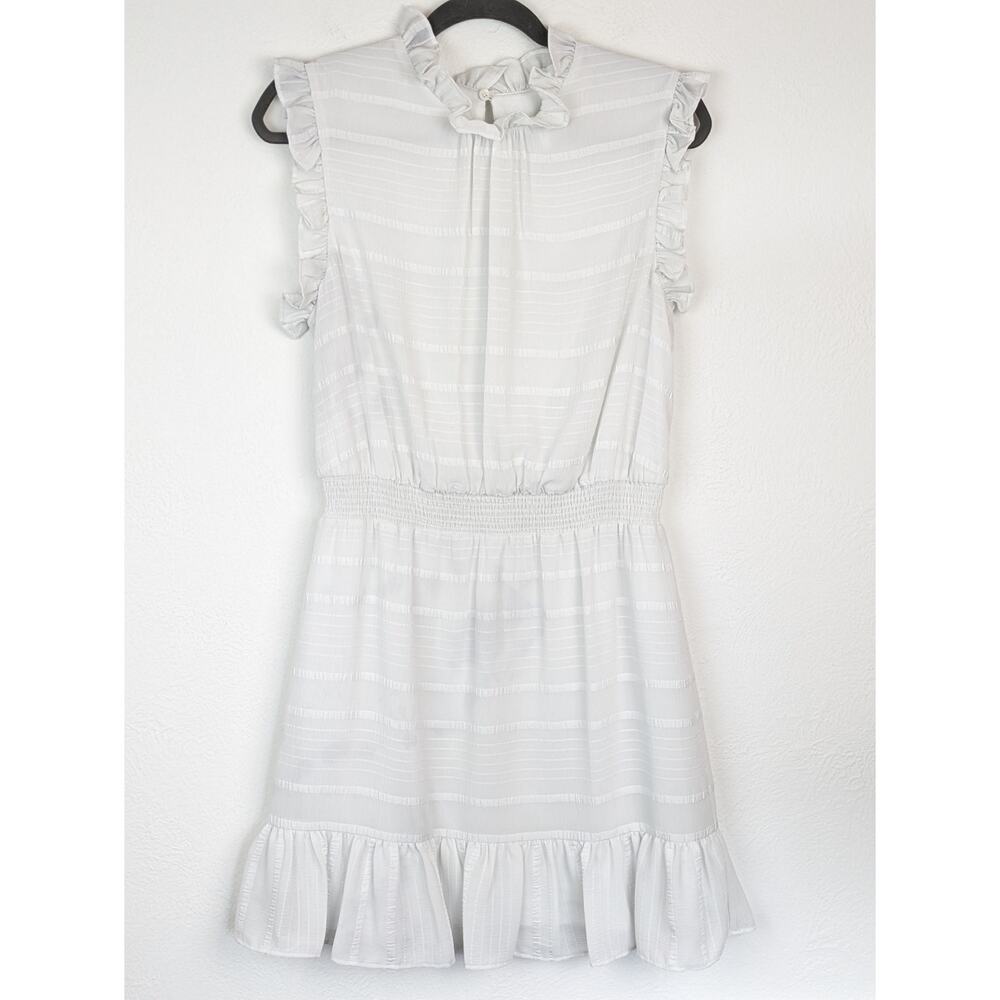 Avec Les Filles Dress Tonal Stripes Ruffles Spring Summer Romantic White Size 10